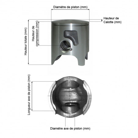 Piston DERBI Variant D.43.95mm à 43.98mm - BARIKIT Monosegment