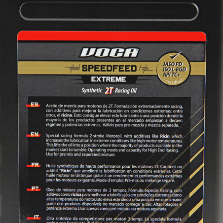 Aceite de mezcla 2T - SPEEDFEED EXTREME - Sintético "Ricina" Competición - VOCA - 1L