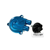 Couvercle de pompe à eau MBK Nitro Yamaha Aerox - Stage6 "+40%" bleu anodisé