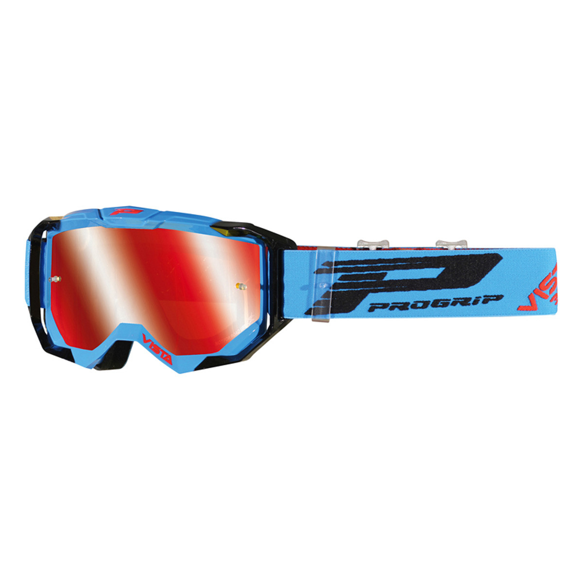 Gafas Cross - Enduro - PROGRIP 3303FL Vista - Azul - Negro Cristal Espejo  /// en Stock en Bixess™