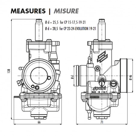 Kit Carburador MBK - BOOSTER, YAMAHA - BW'S - POLINI - CP - 21mm