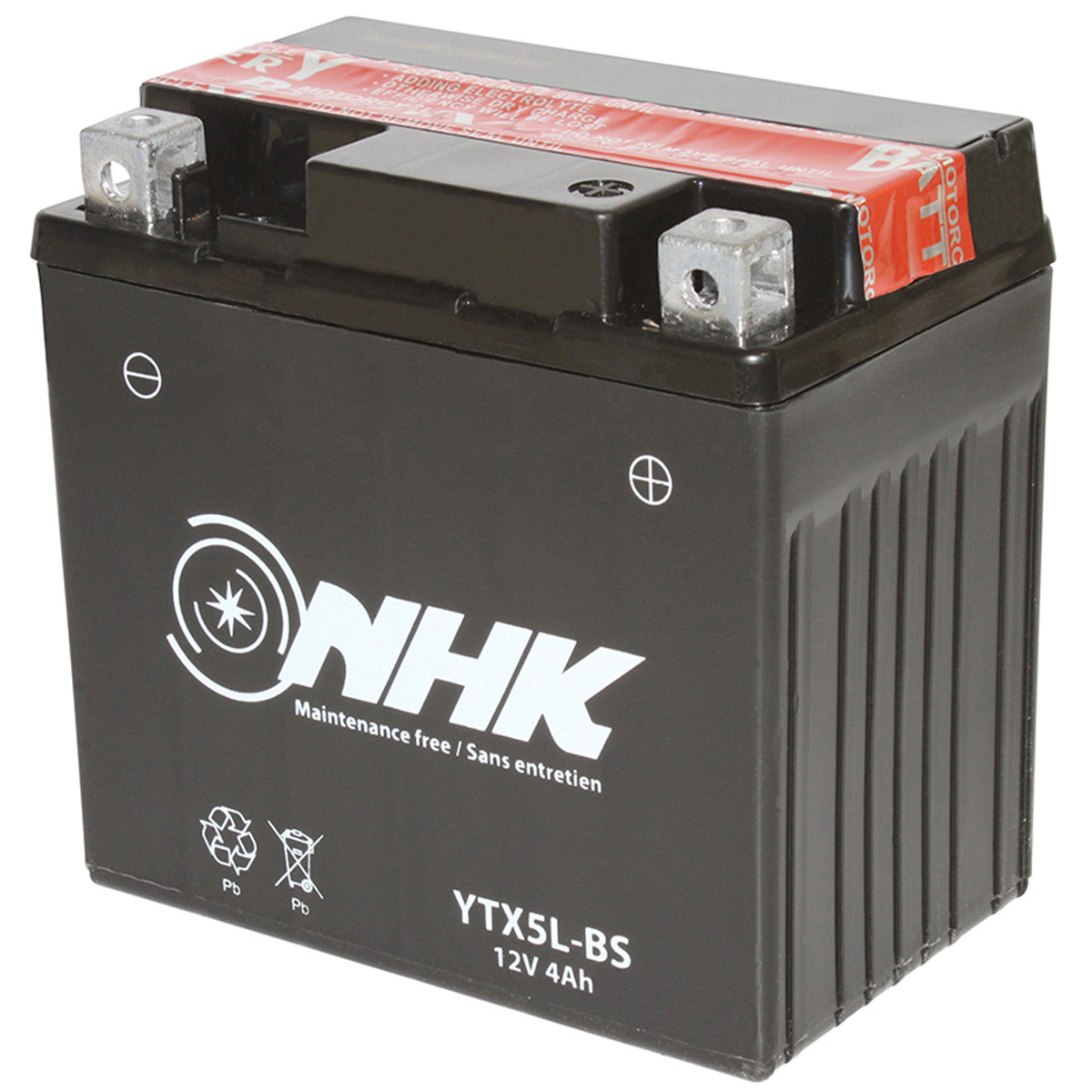 Batterie 12V 4 Ah NTX5L-BS MF / YTX5L-BS - NHK sans entretien +D