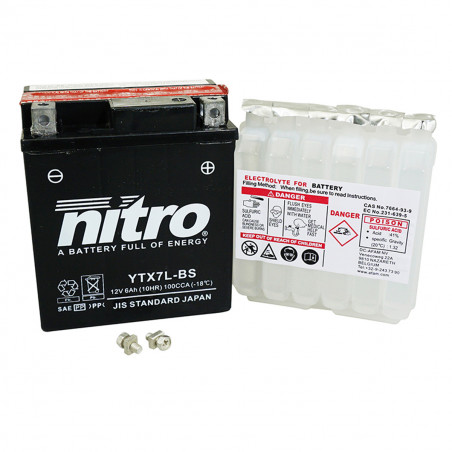 Bateria 12V 6Ah YTX7LBS - NITRO MF - Sin Mantenimiento