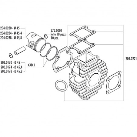 Kit Cylindre 65cc Yamaha Chappy AC - POLINI Fonte