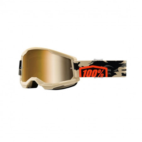 Masque / Lunettes Cross - 100% Strata 2 Kombat Beige Ecran Miroir