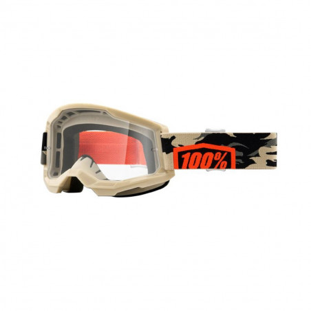 Masque / Lunettes Cross - 100% Strata 2 Kombat Beige Ecran Transparent