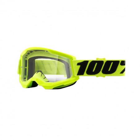 Masque / Lunettes Cross - 100% Strata 2 Essentiel Jaune Fluo Ecran Transparent