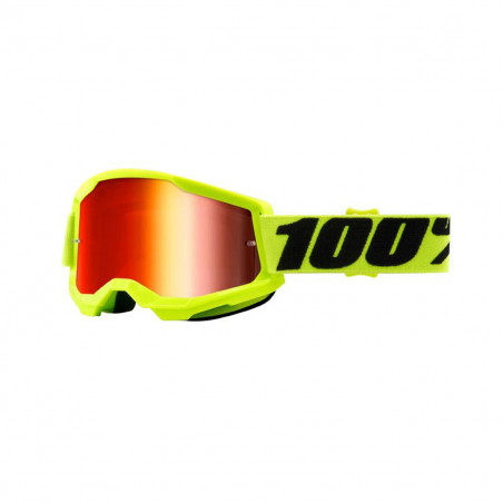 Masque / Lunettes Cross - 100% Strata 2 Essentiel Jaune Fluo Ecran Miroir