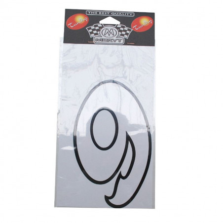 Autocollant / Sticker - MERYT - Numéro 9 - Blanc - H 13 cm