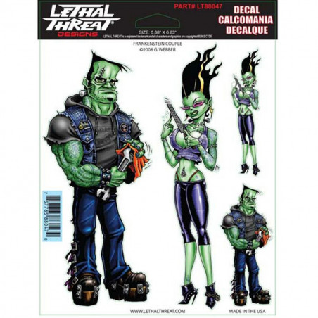 Autocollant / Sticker - LETHAL THREAT Frankenstein Couple 15 x 20cm