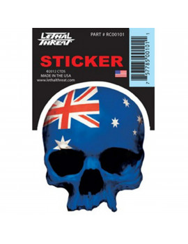 Autocollant / Sticker - LETHAL THREAT Mini Tete De Mort Drapeau Australie 6 x 8cm
