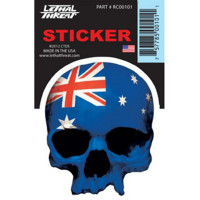 Autocollant / Sticker - LETHAL THREAT Mini Tete De Mort Drapeau Australie 6 x 8cm