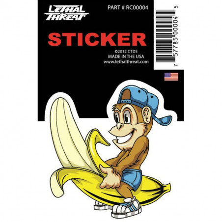 Autocollant / Sticker - LETHAL THREAT Mini Vilain Singe Banana 6 x 8cm