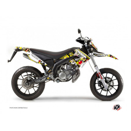 Kit Deco Autocollant / Sticker Derbi DRD Xtreme - Kutvek Freegunman Jaune / Rouge