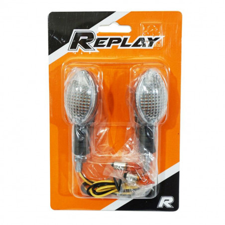 Clignotants Replay - BA9S Universel Mini Ovale Transparent - Blanc