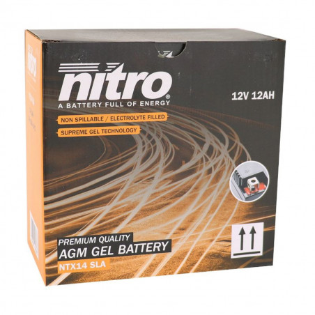 Batterie 12V 12 Ah NTX14 SLA / YTX14-BS - Nitro Prêt à l'emploi / Sans entretien +G