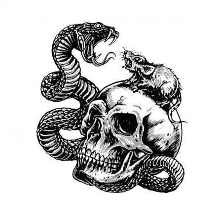 Autocollant / Sticker - LETHAL THREAT Mini Tete De Mort Serpent Rat 6 x 8cm