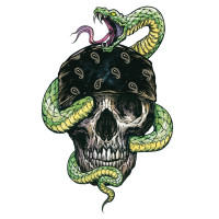 Autocollant / Sticker - LETHAL THREAT Mini Snake Skull 6 x 8cm