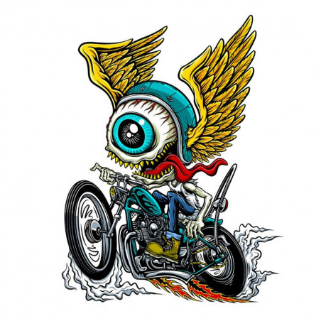 Autocollant / Sticker - LETHAL THREAT Mini Flying Eyeball Biker 6 x 8cm