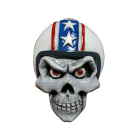 Autocollant / Sticker - LETHAL THREAT 3D Skull Helmet 11 x 7.6cm - Blanc