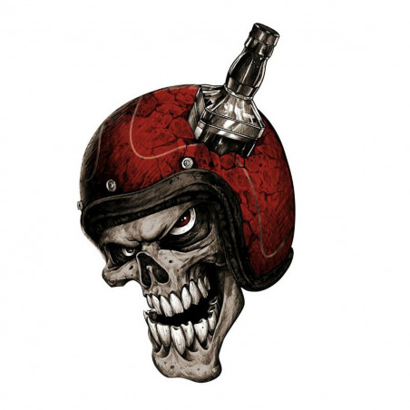 Autocollant / Sticker - LETHAL THREAT Mini Whiskey Biker Skull 6 x 8cm