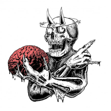 Autocollant / Sticker - LETHAL THREAT Mini Skull Brain 6 x 8cm