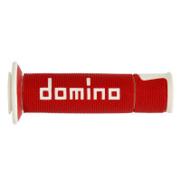 Par Puños Manillar - Domino - Moto On Road Open End A450 Rojo / Blanco