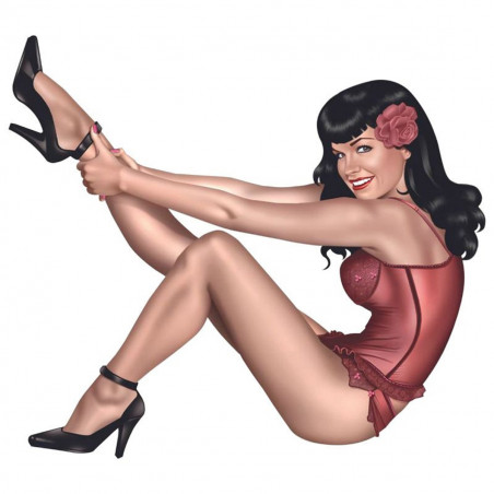 Autocollant / Sticker - LETHAL THREAT Mini Classic Pin Up Girl 6 x 8cm