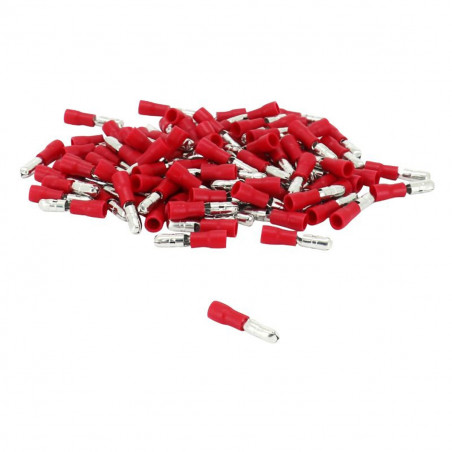 Cosses électriques mâles rondes pré-isolées avec protection - 4mm 0.25 à 1.5mm² - Rouge