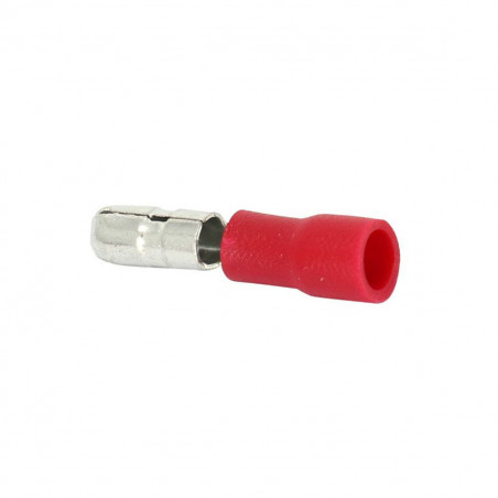 Cosses électriques mâles rondes pré-isolées avec protection - 4mm 0.25 à 1.5mm² - Rouge