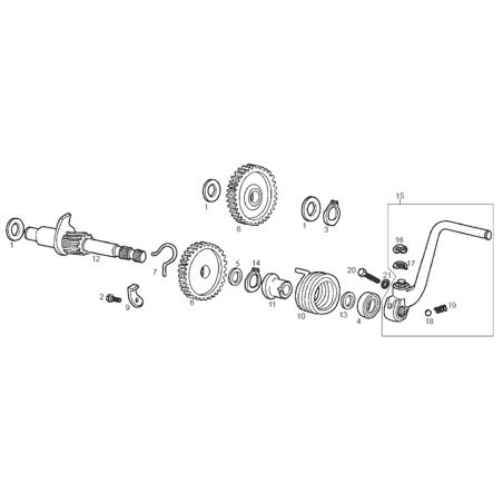 Engranaje de pedal de arranque Derbi E3 E4 - origen Piaggio