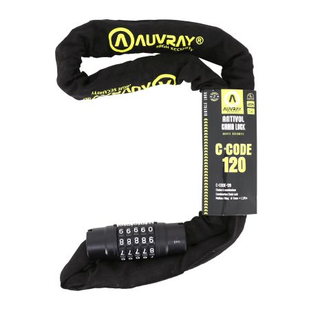 Cadena antirrobo con cerradura de combinación integrada - AUVRAY 1.20m