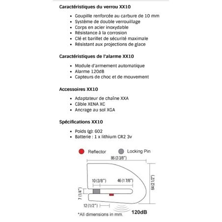 Antirrobo de Disco con Alarma - XENA XX10 Inox 10mm SRA