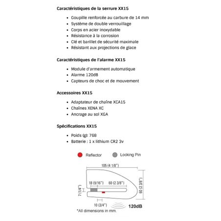 Antirrobo de Disco con Alarma - XENA XX15 Inox 14mm SRA