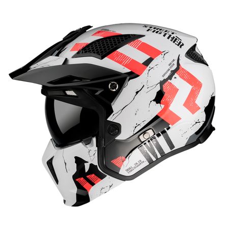 Casque Modulable Transformable - MT Streetfighter SV Trial Skull Blanc Nacré Brillant