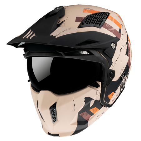 Casque Trial - MT Streetfighter SV Skull Beige / Orange Mat