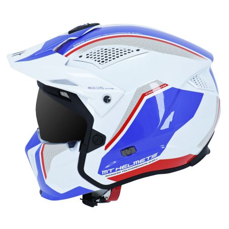 Casque Modulable Transformable - MT Streetfighter SV Trial Skull Blanc / Bleu / Rouge Brillant