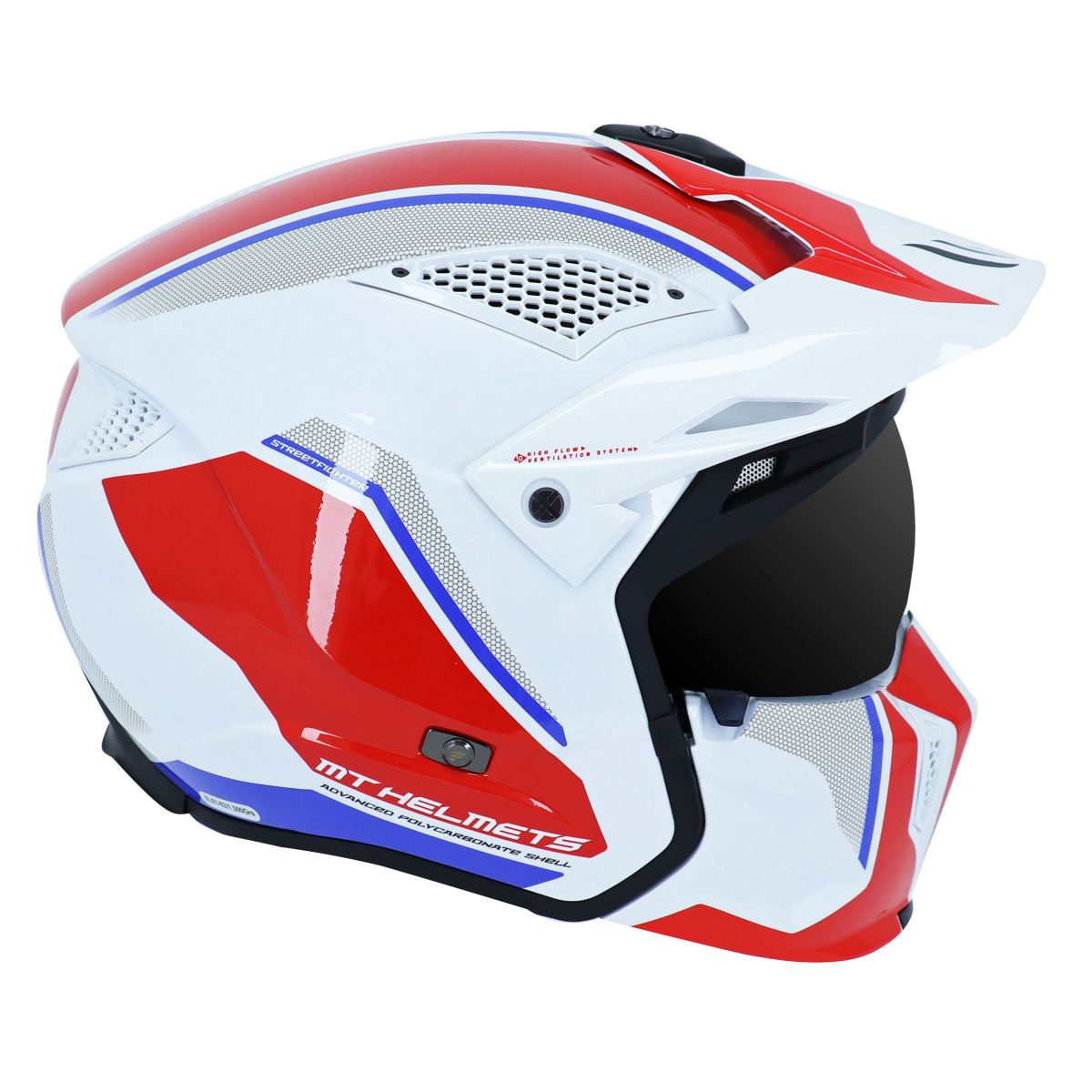 Casque Trial MT Streetfighter SV Transformable + Support Caméra bleu/blanc