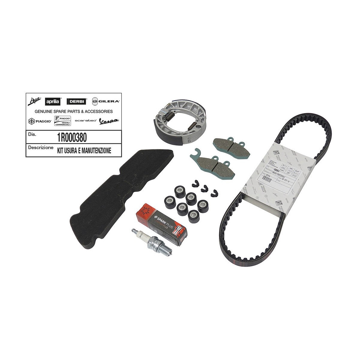 Piaggio - Kit Entretien Scoot Origine Piaggio 50 Vespa Primavera 2012/2017 2t (avec Guides Variateur) (livre Sans Courroie De Pompe A Huil