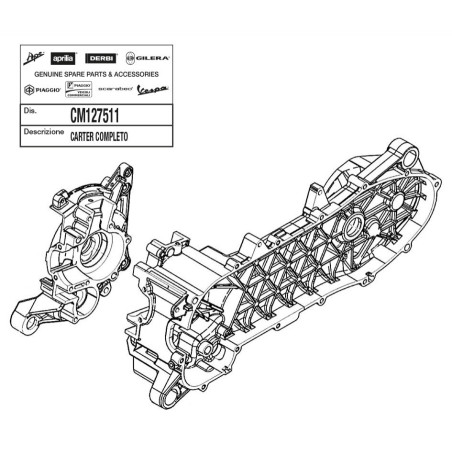 CARTER MOTEUR COMPLET ORIGINE PIAGGIO 50 TYPHOON, SR MOTARD 2018/ 