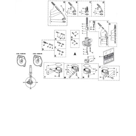 Carburateur 12mm Dellorto PHBN GS sortie gaz coudée / starter à câble / dépression / graissage séparé