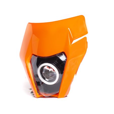 Plaque phare type KTM - LED Angel Eye connectée Bluetooth - Orange - TERZO