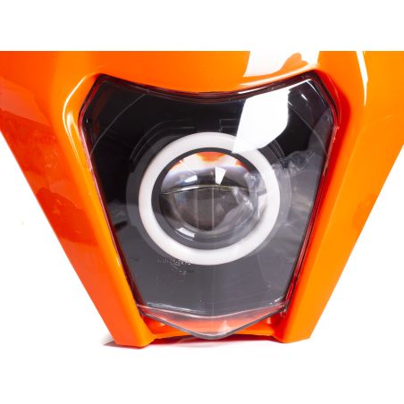 Plaque phare type KTM - LED Angel Eye connectée Bluetooth - Orange - TERZO