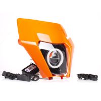 Plaque phare type KTM - LED Angel Eye connectée Bluetooth - Orange - TERZO