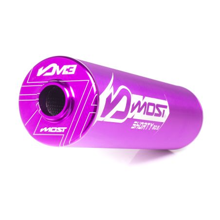 Silenciador Most Shorty 80‑100cc M3 Violeta Aluminio Racing
