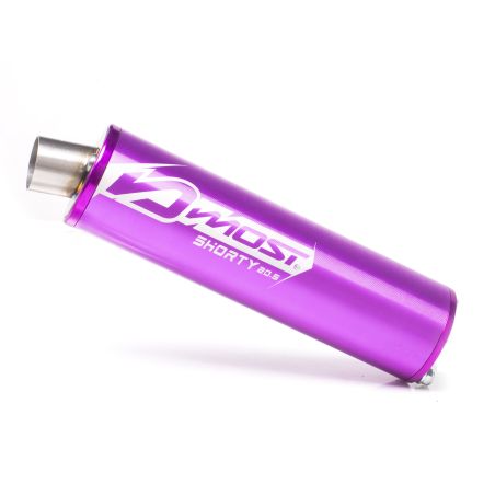 Silenciador Most Shorty 50‑80cc M2 Violeta – Aluminio Racing