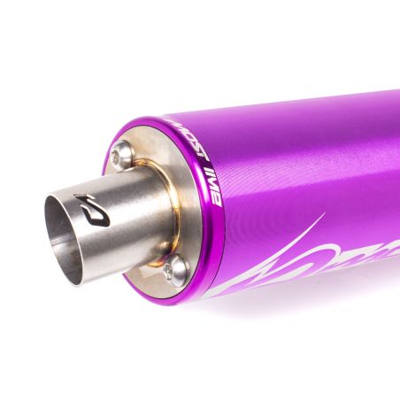 Silenciador Most Shorty 50‑80cc M2 Violeta Aluminio Racing