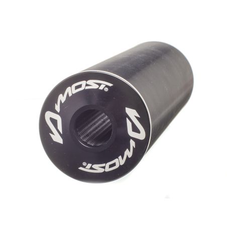 Silenciador de escape MOST Racing Black Max 50 80cc negro aluminio anodizado grabado tono sobre tono