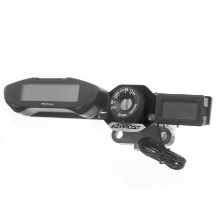 Placa de desplazamiento de velocímetro Most negra con soporte termómetro para Rieju MRT y Derbi Senda