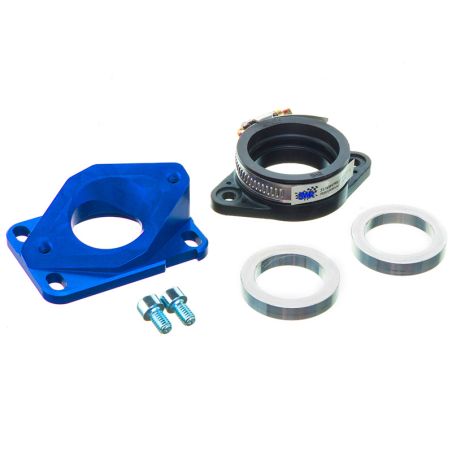 Pipe d'admission aluminium MOST 30 à 34 mm PWK bleu AM6 et Derbi